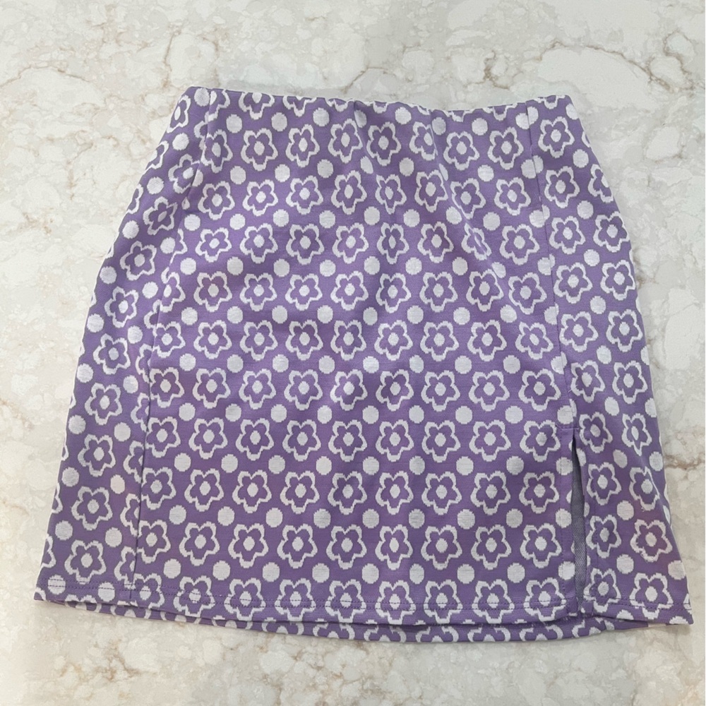Love J Purple Floral A-Line Mini Skirt